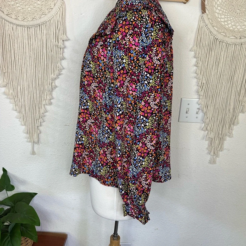 Boden colorful floral Ruffled Long Sleeve Blouse Size 8